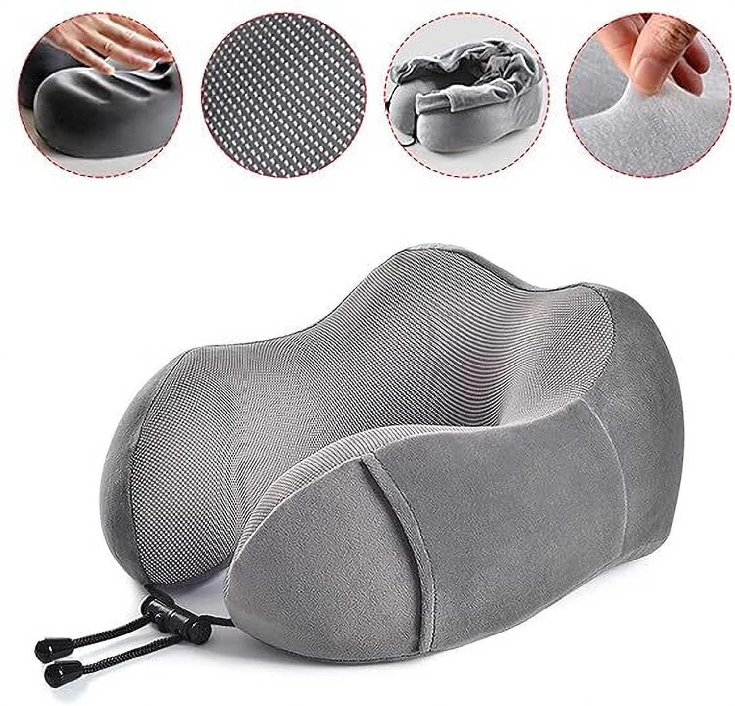 Image of Wolpin Travel Neck Pillow Memory Foam Rest Cushion Support for Travel Neck Pillow