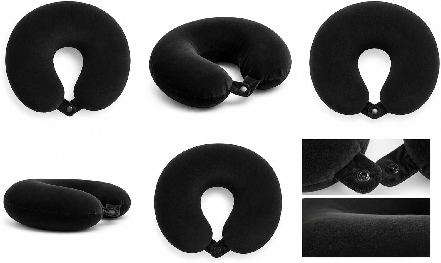 Image of softvibes creation Black Comfort Pro U-Shape Neck Pillow for Travel, Button Lock Design Neck Pillow (Classic Black)