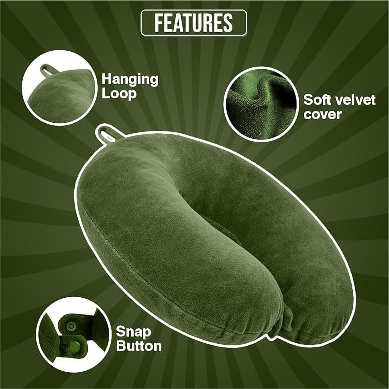Image of J S R Neck Pillow for Travel in Flight /Car /Train for Sleeping, Neck Support Neck Pillow & Eye Shade