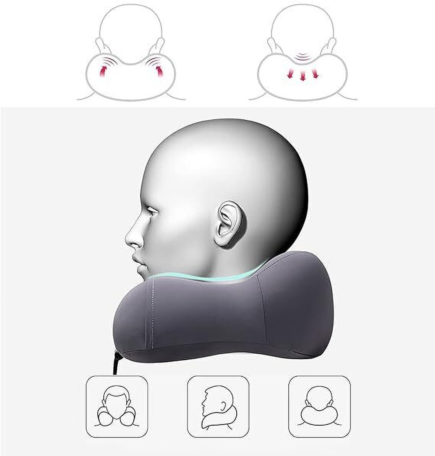 Image of Wolpin Travel Neck Pillow Memory Foam Rest Cushion Support for Travel Neck Pillow