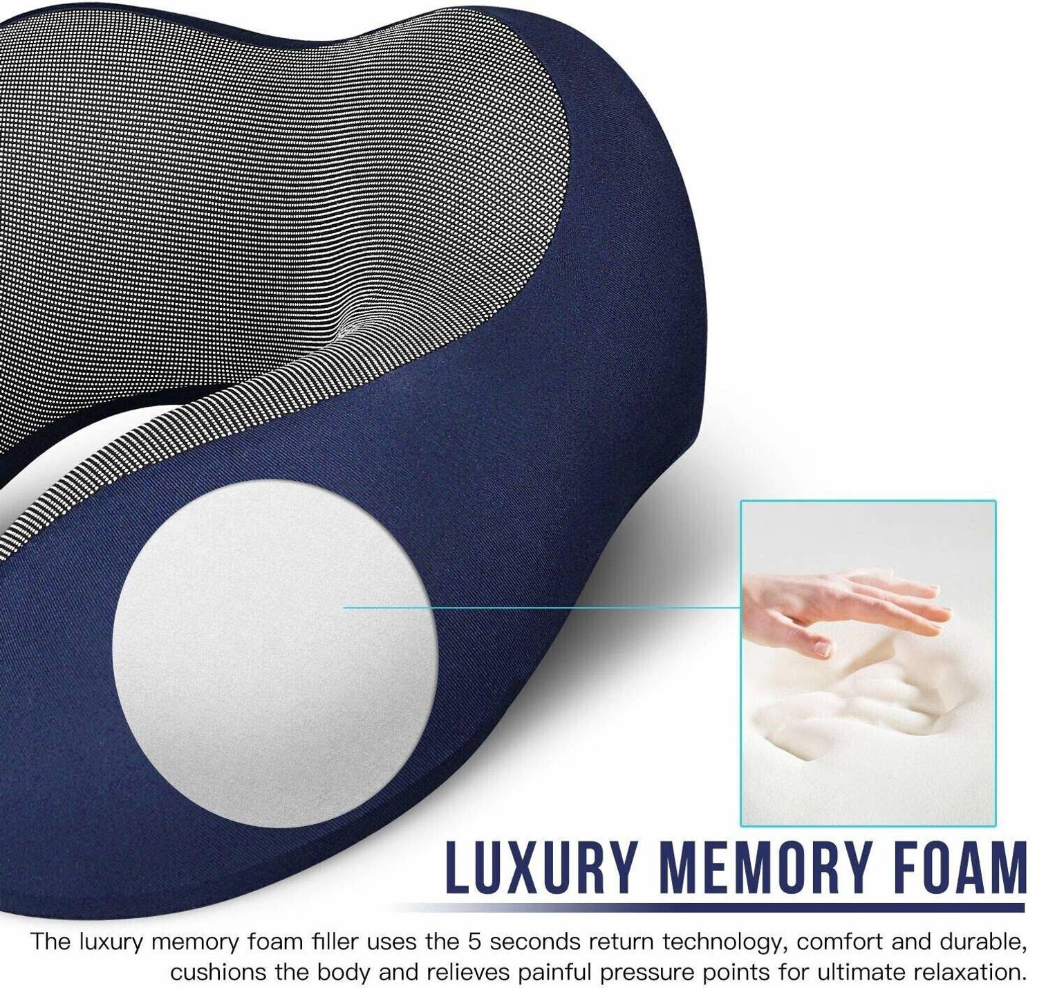 Adofys Blue Memory Foam Neck Pillow - Image 4