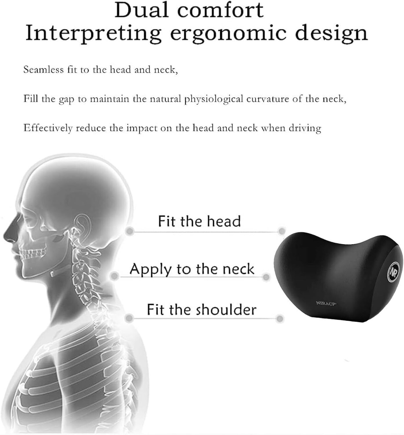 Image of IDEALIMPACT Doctor Neck Pain Relief For Long Drive Car Seat Back Head Rest Memory Foam Car Neck Pillow