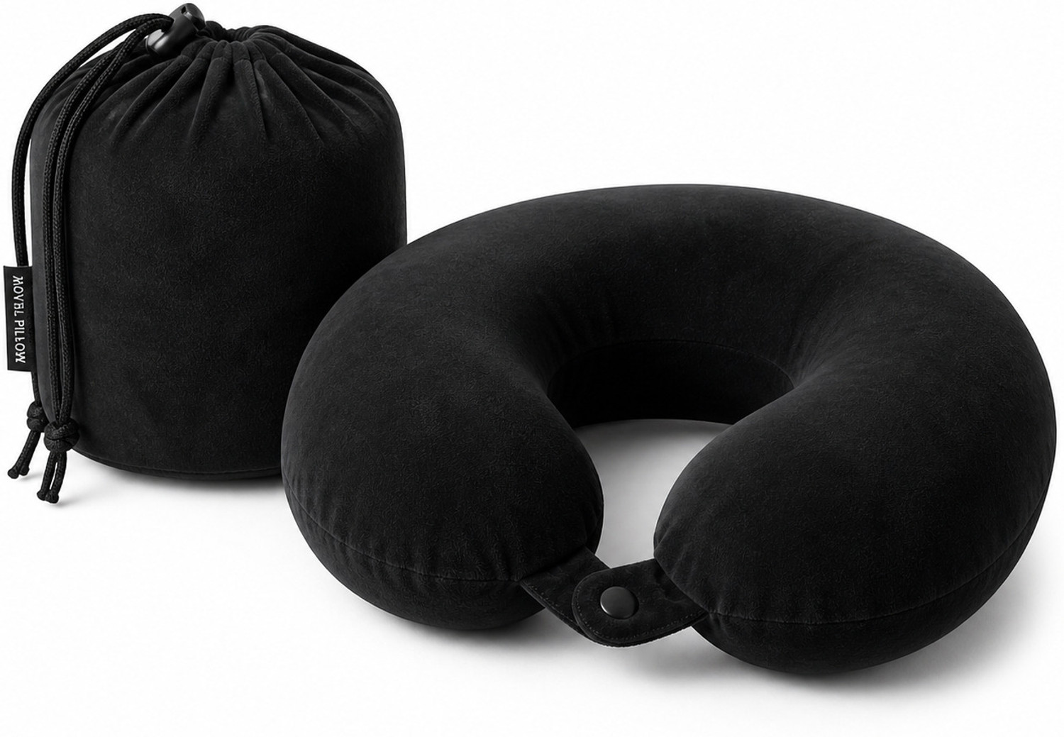 Image of softvibes creation Black Comfort Pro U-Shape Neck Pillow for Travel, Button Lock Design Neck Pillow (Classic Black)