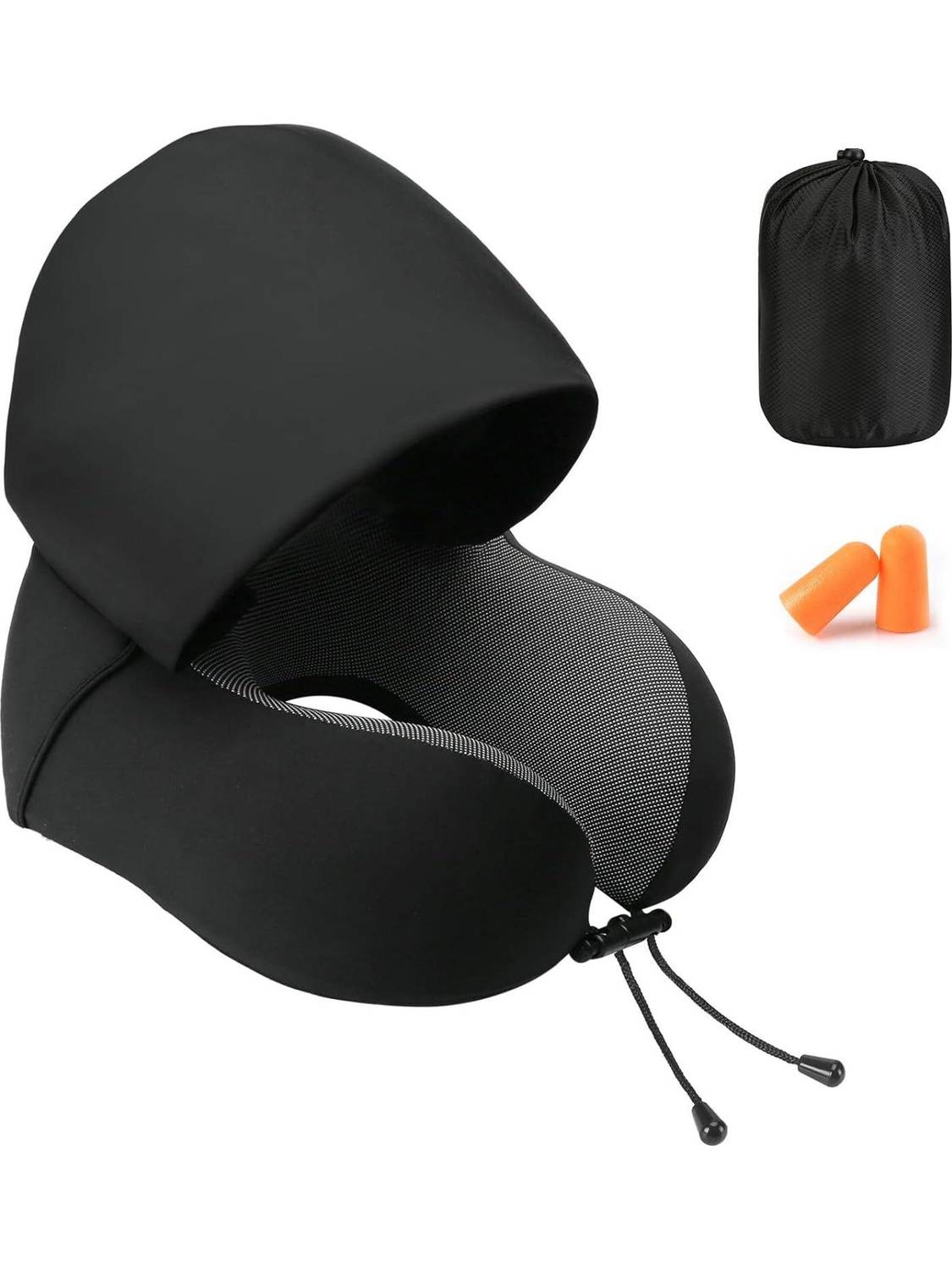 Adofys Hooded memory foam Travel Neck Pillow for Adults Neck Pillow