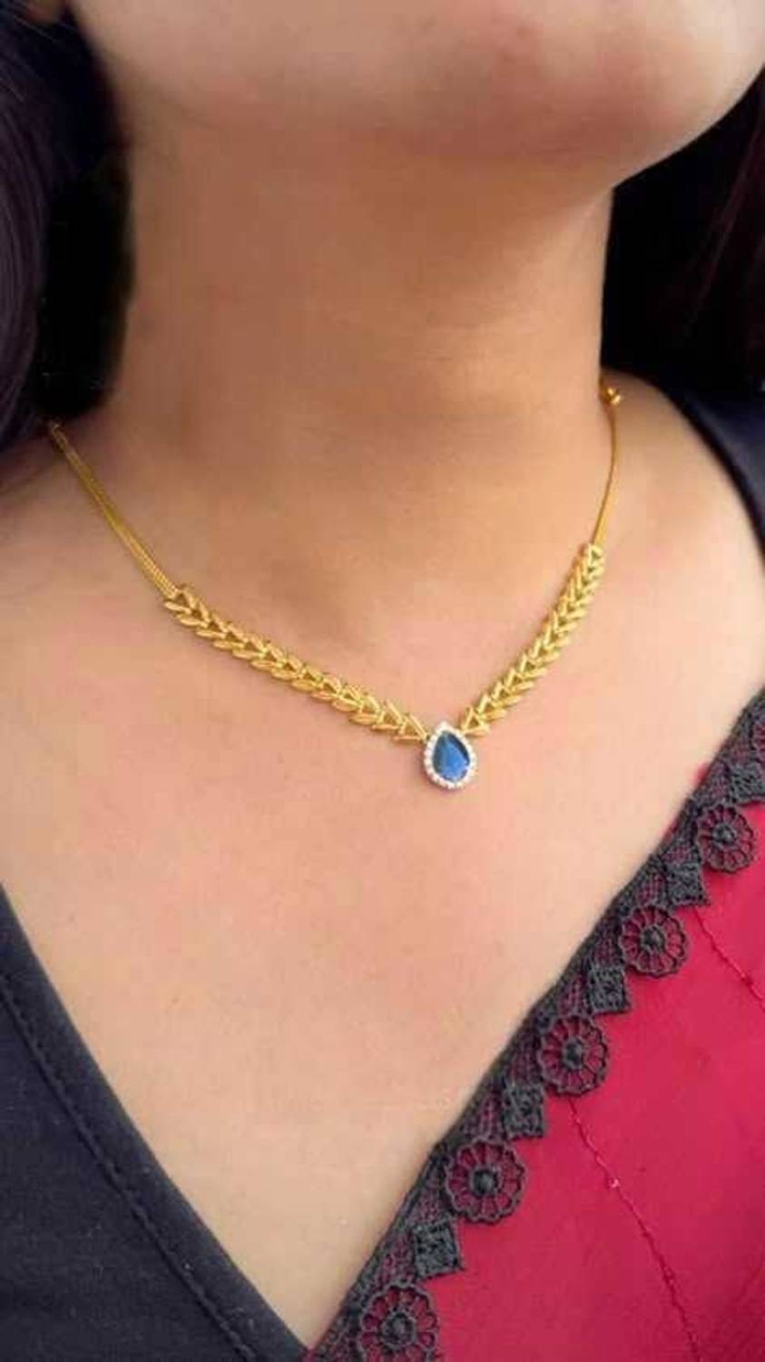 AFJ GOLD Gold Plated Traditional Trendy Designer Stylish Stone Necklace Gold-plated Plated Copper Necklace