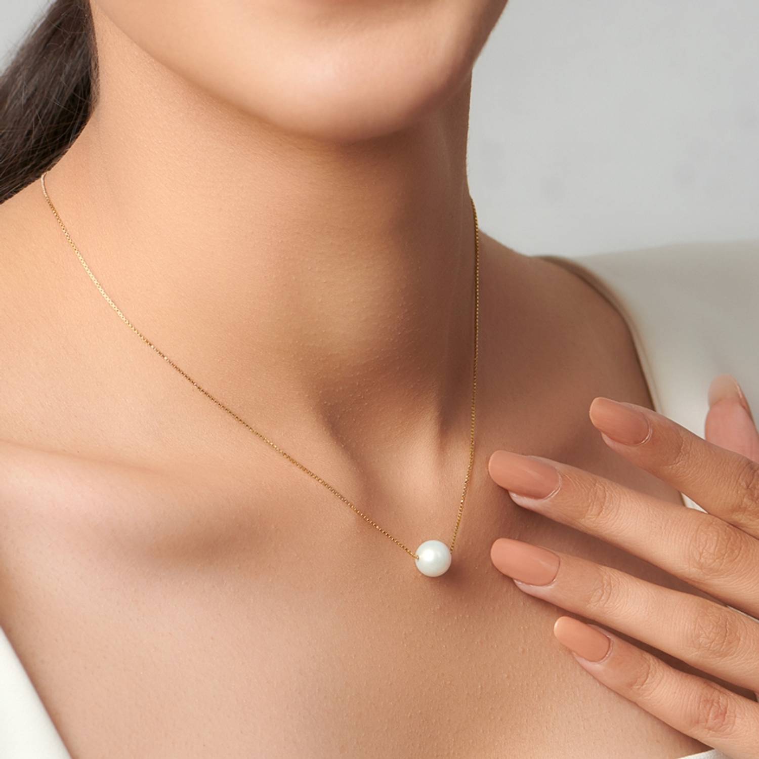 Bhumi09 Pearl Gold-plated Plated Brass Chain Set