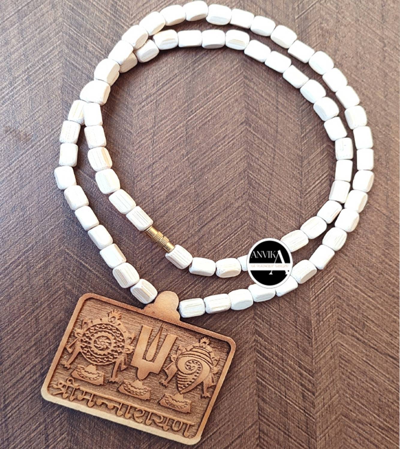ANVIKA ANVIKA Religious Tulsi Kanthi Mala With Shree Mannarayan Wooden Locket Pendant Wood Necklace