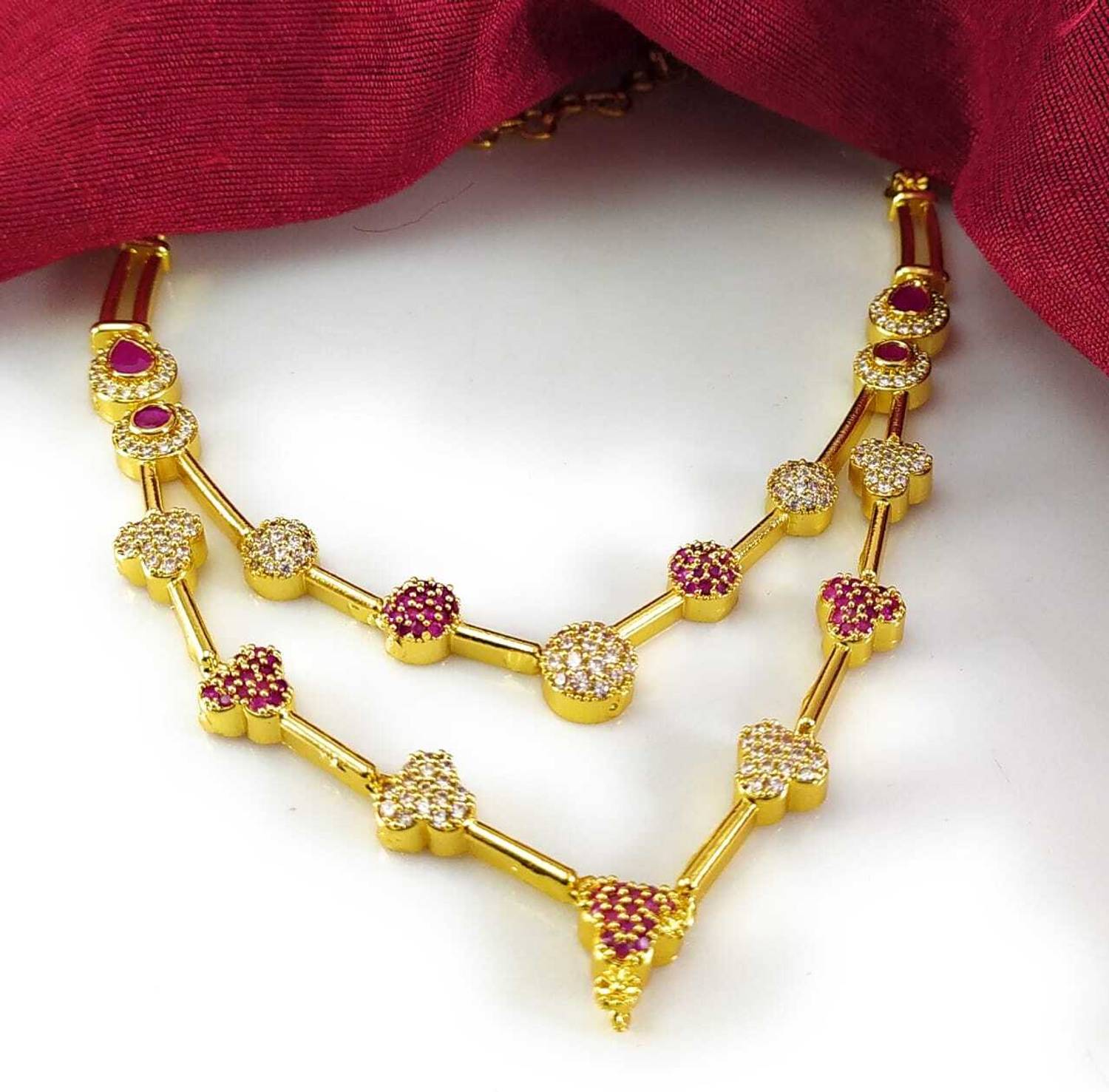 AFJ GOLD ONE GRAM GOLD PLATED TRADITIONAL TRENDY STYLISH NECKLACE. Gold-plated Plated Copper Necklace