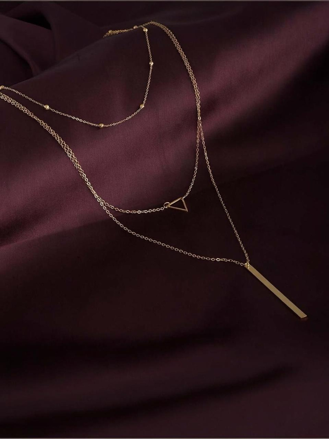 Image of PALMONAS Layered Luxe Necklace Gold-plated Plated Stainless Steel Necklace