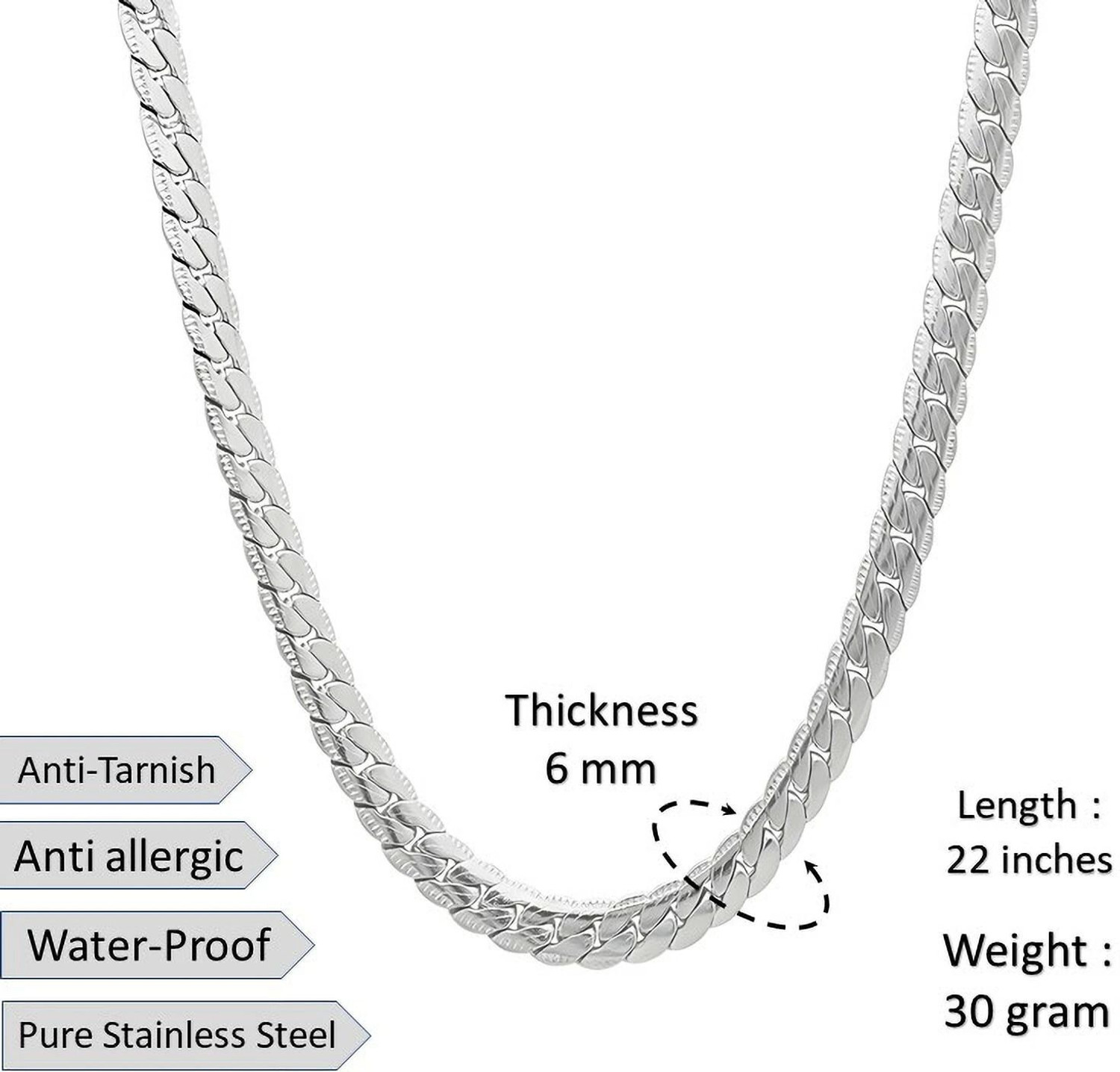 Image of Minprice Waterproof Pure Stainless Steel 6mm Patti Stylish Neck Chain Stainless Steel Chain