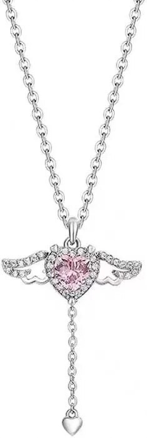 Image of JUMSA Anti Tarnish Stainless Steel Silver Diamond Flying Angelwing Necklace Crystal Silver Plated Stainless Steel Necklace