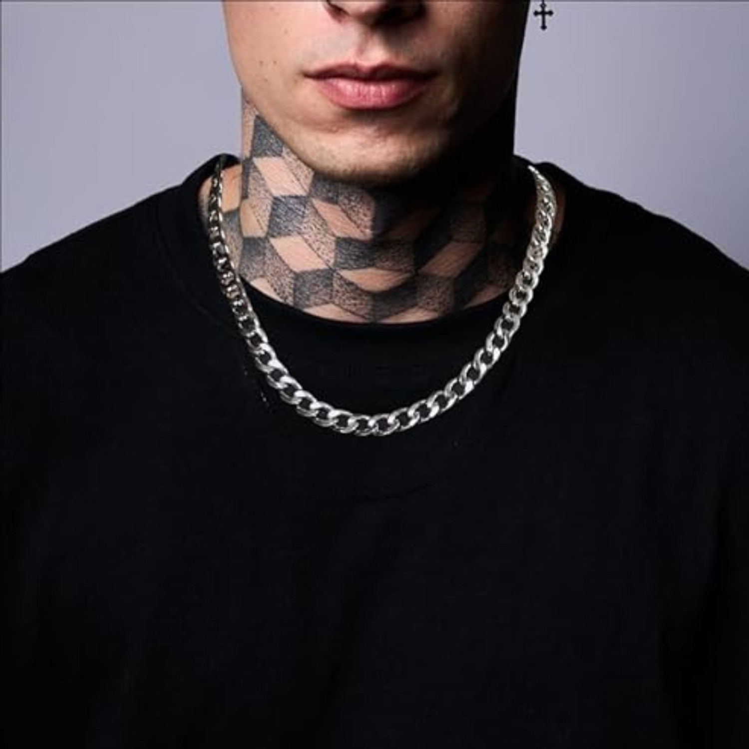 Image of salve SALVE Stainless Steel Chain Silver Stylish Long Curb Men Necklace for Fashion Silver Plated Stainless Steel Chain