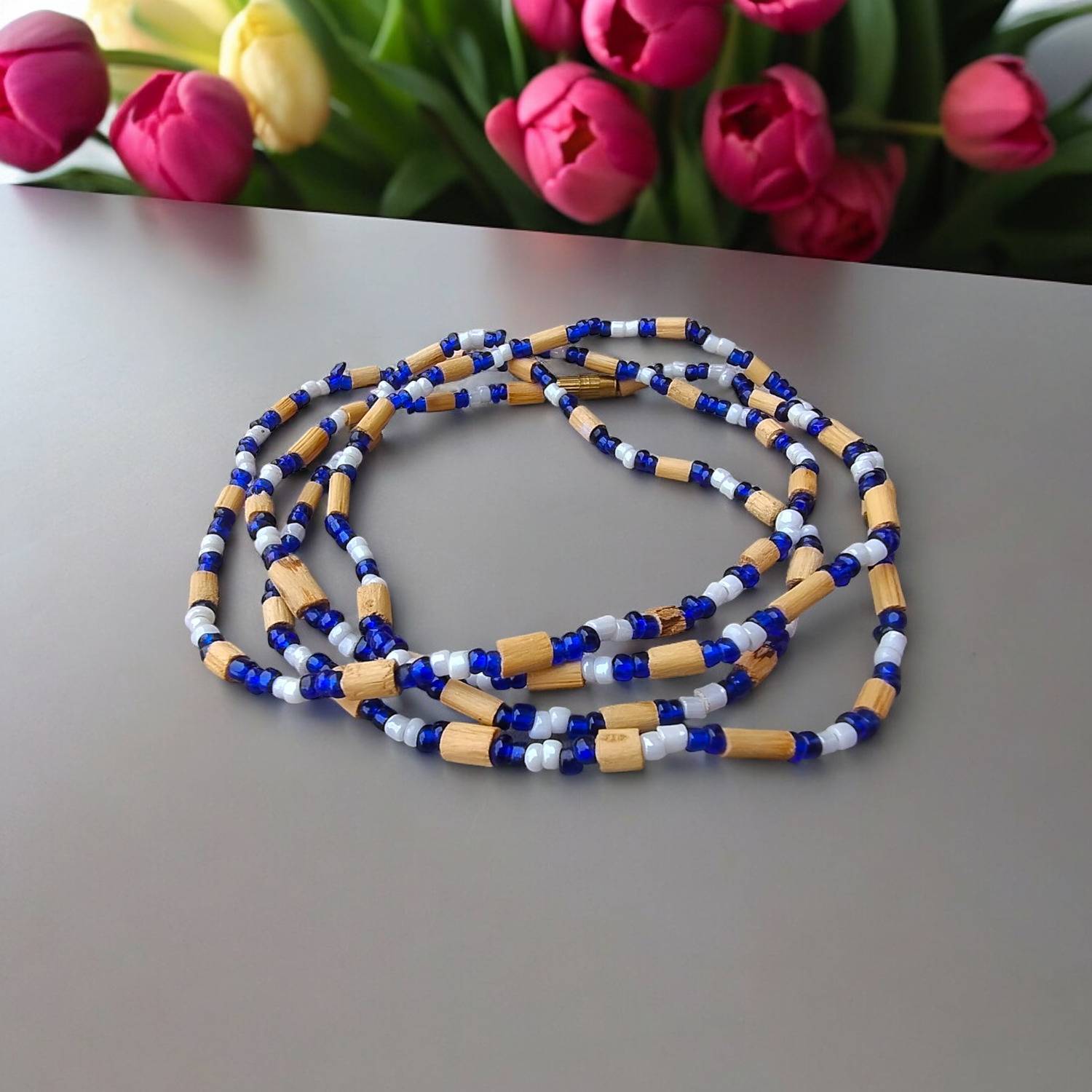 BRAJSTORE Tulsi Kanthi Mala 2 Round with Tulsi Beads & Crystal Wood Chain