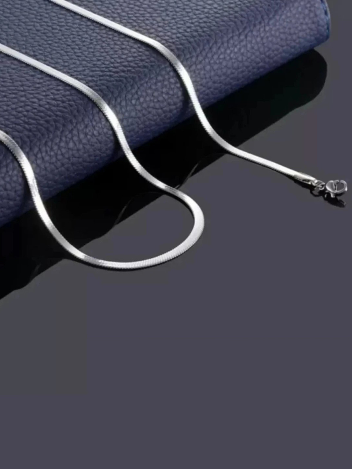 Image of Devora Anti Tarnish Plain Silk Design 3mm Silver Plated Neck Chain Silver Plated Stainless Steel Chain