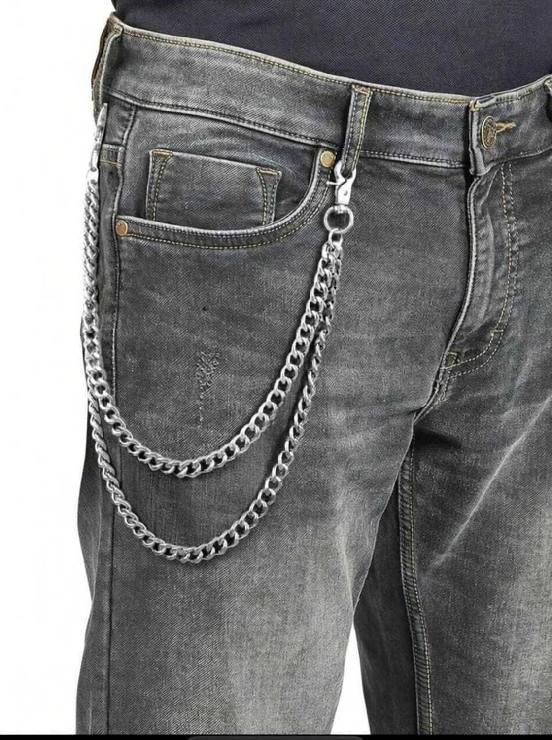 AllStars Jean Pants Chain Versatile Wallet Waist Belt Chain Sterling Silver Plated Stainless Steel Chain