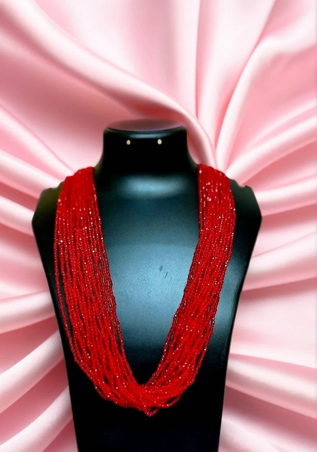 Anami Trendy Nepali Red Hydro Pote Combines tradition with a touch of luxury Crystal Crystal Necklace