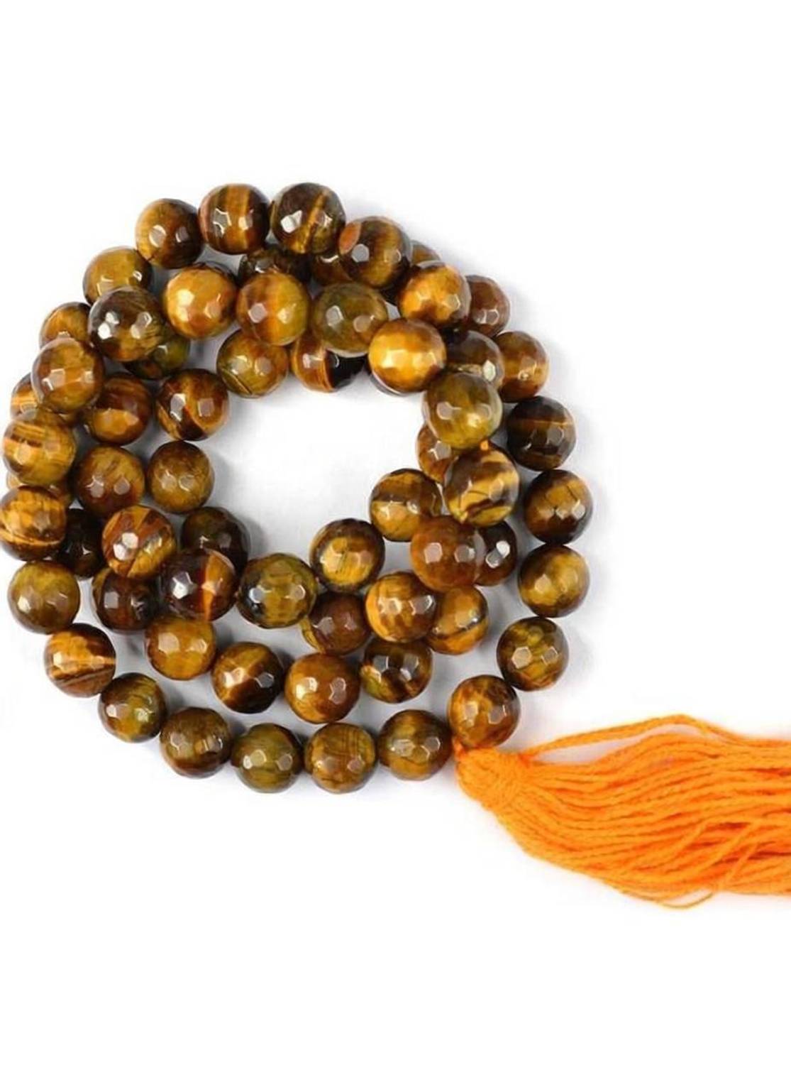A1 Laxmi Ganesh Brown Tiger Eye Mala 108 Beads Tiger's Eye Stone Chain Tiger's Eye Stone Chain
