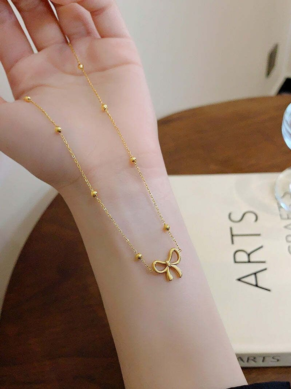 Image of Gleve Gleve Stainless Steel Angle Wing Crystal Gold-plated Plated Brass Chain