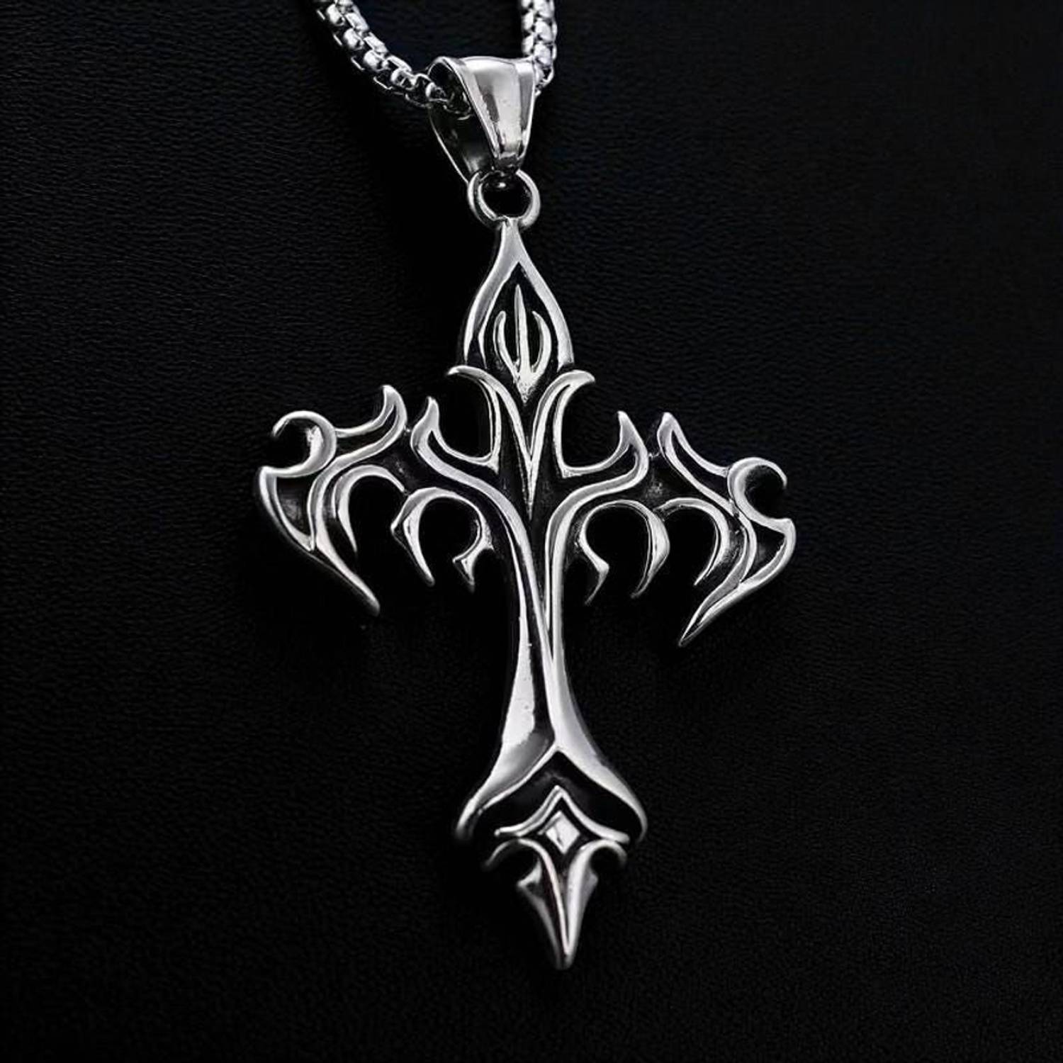 Oscar Enterprises Pine Pearls Jesus Cross Necklace Silver Plated - Image 3