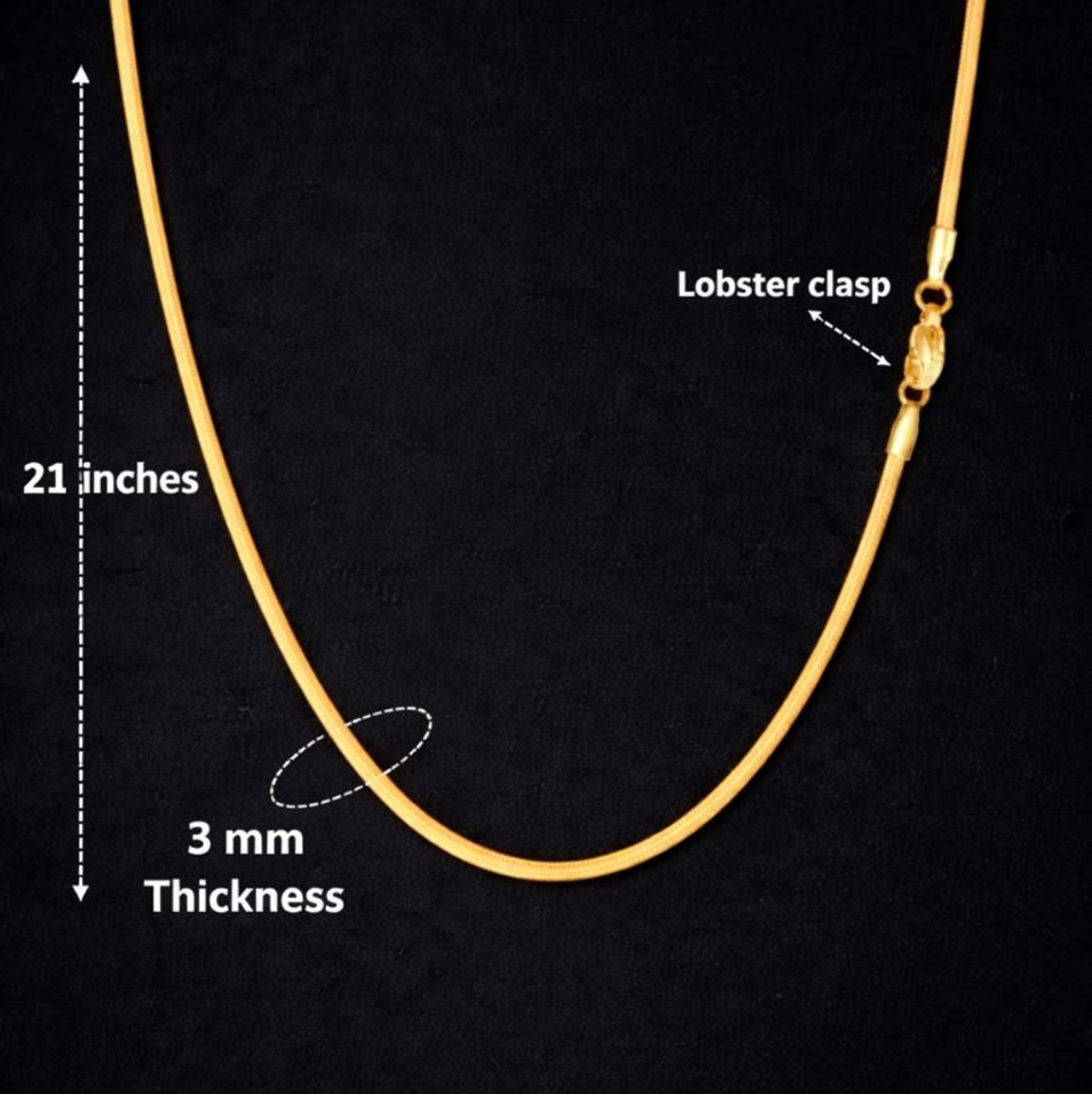 Image of AASTHAS COLLECTIONS Gold Plated Snake Chain for Men and Boys, Stainless Steel Chain