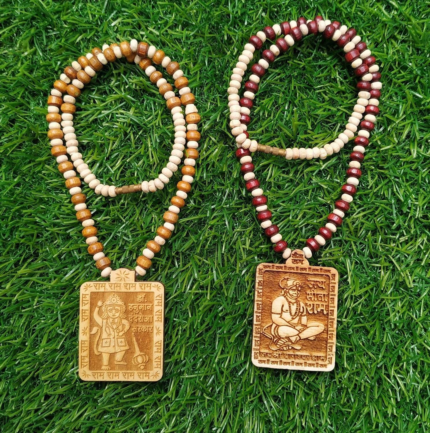 APNA KANHA Doctor Hanuman Dandraua Sarkar Mala+ Shri Bageshwar Dham Wooden Kanthi Mala Wood Necklace