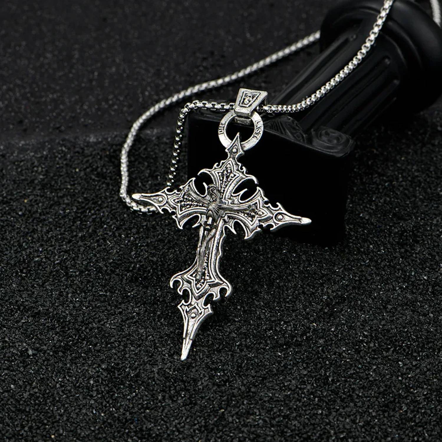 PIXFLIK Retro Cross Skull Pendant Alloy Necklace Set