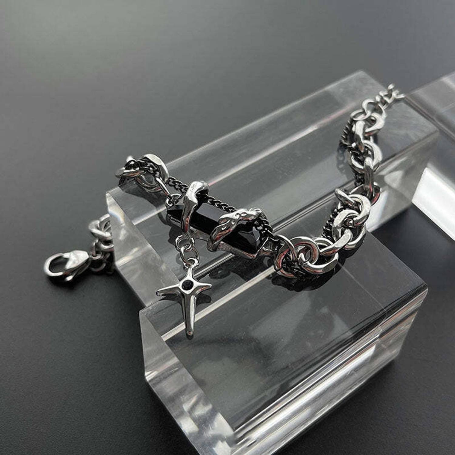 Rajwanti Black Stone Chain Locket for Men - Image 5