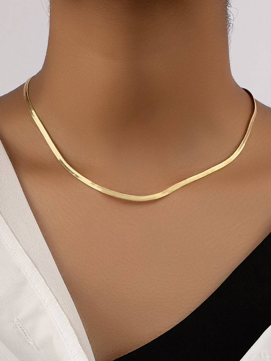 DRAKY JEWELS snake chain golden plated necklace Silver Plated Stainless Steel Chain - Image 3