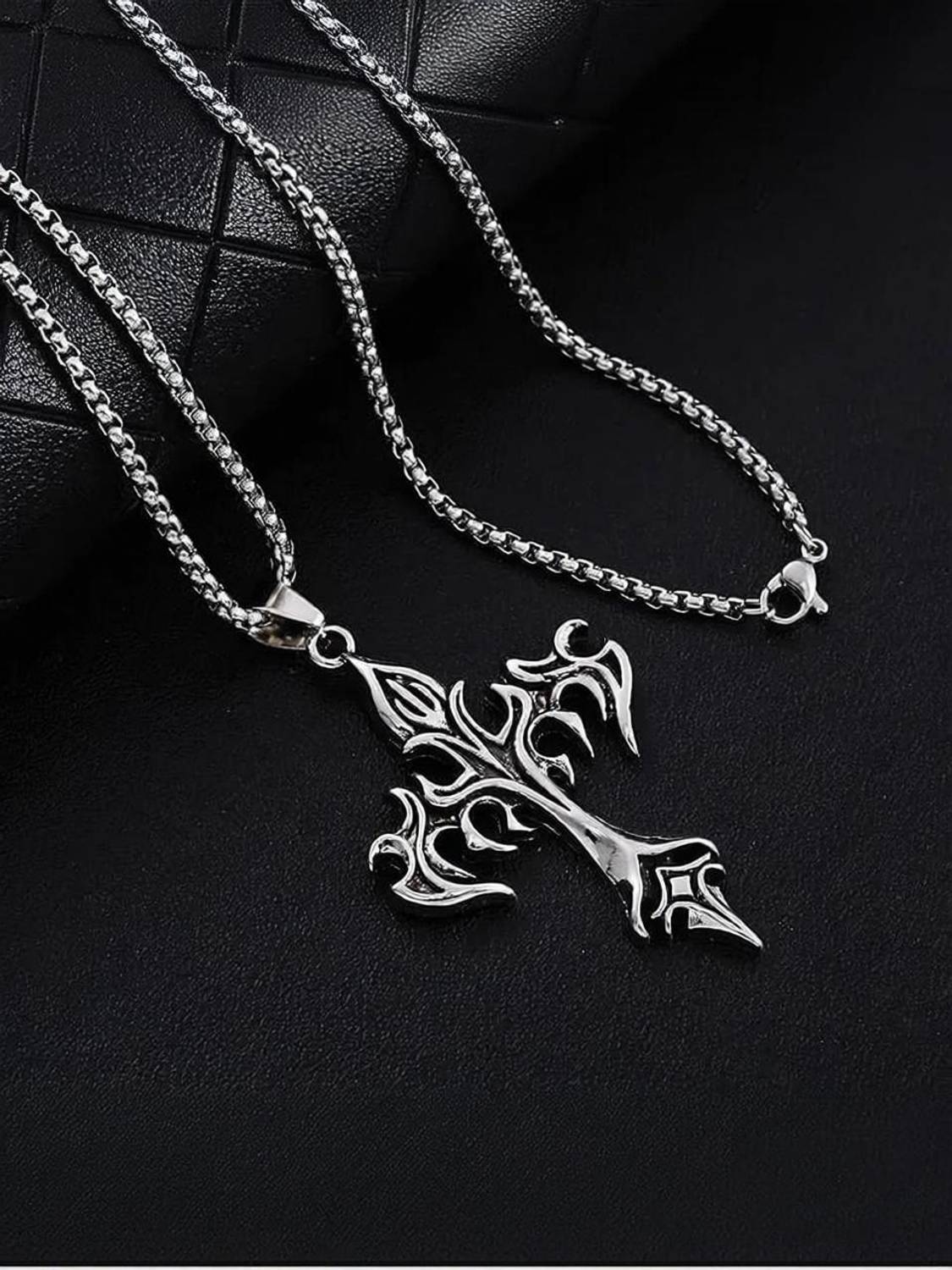 Oscar Silver Plated Jesus Cross Necklace for Men
