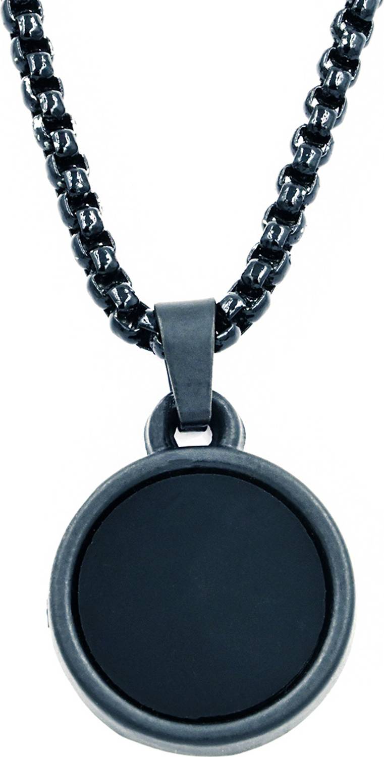 ANISA Black Round Pendant for Men with Chain Alloy Chain