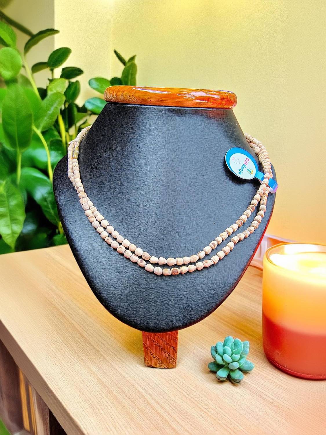 ASTROHIVE Tulsi kanthi mala round beads 2 round from vrindavan Wood Chain