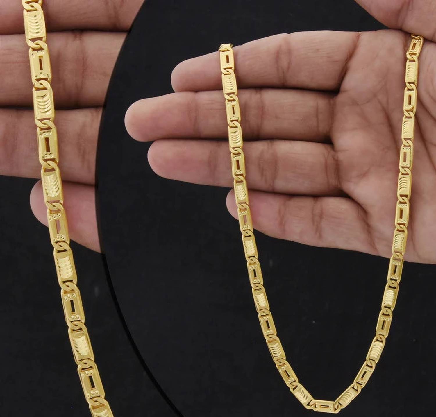 BHASHIMI 1 gram High Quality Indian Polished “20” Inches Gold Chain for Men and boy Copper Chain