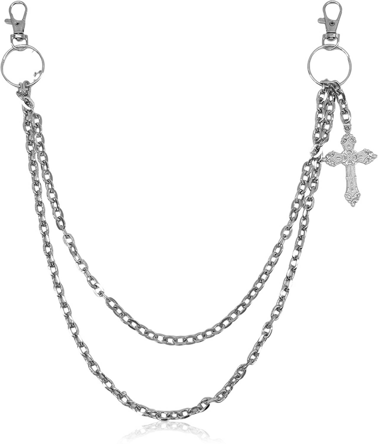 sannidhi Punk Layered Wallet Chain for Men and Women with Cross
