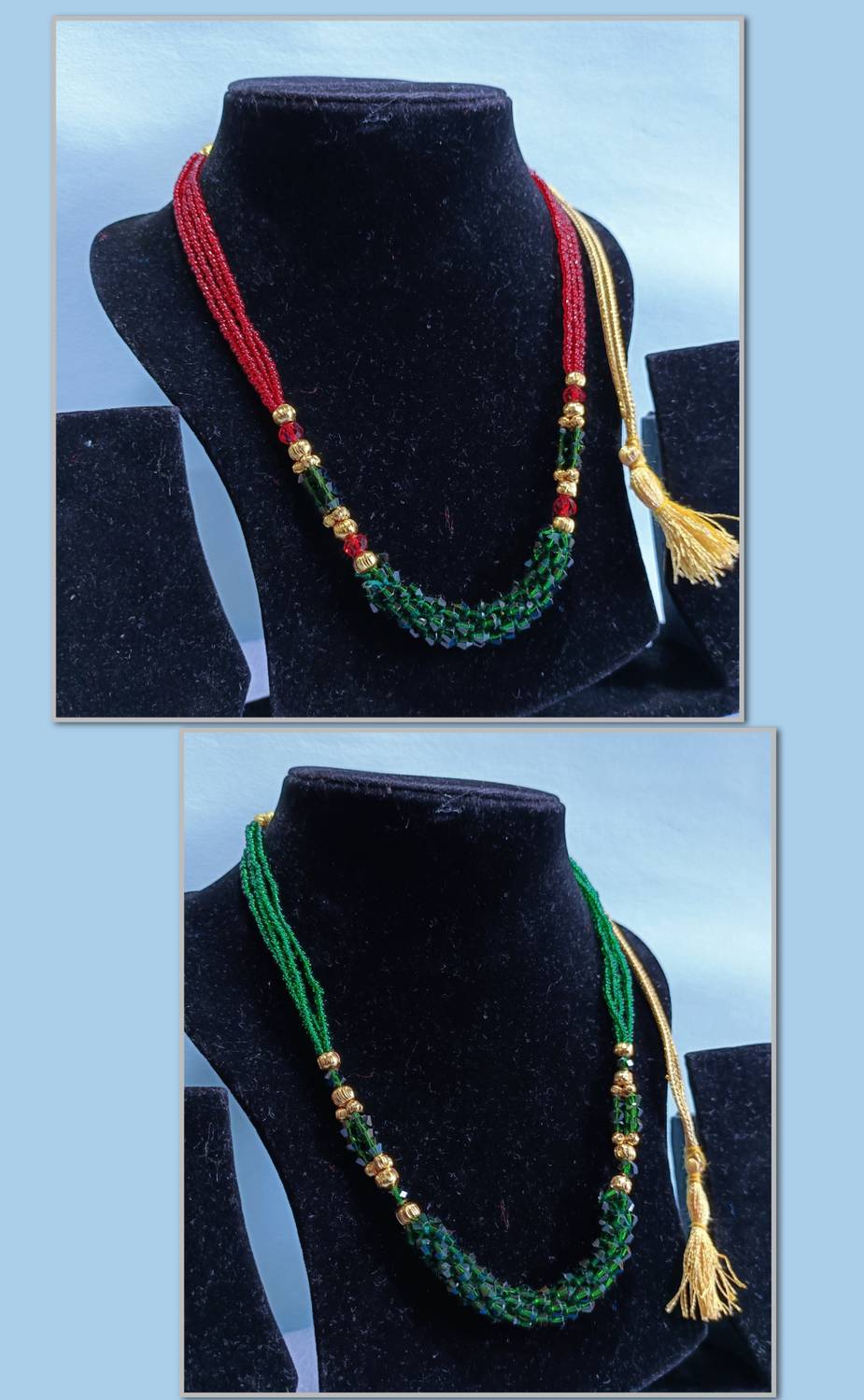 DDVS TRADING Pack Of-2 Pahadi Traditional Adjustable Crystal Chain Short Necklace Set Beads, Crystal Crystal Necklace