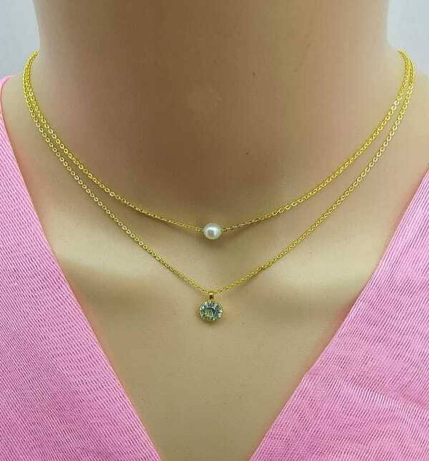 Bhumi09 Bhumi09 Gold Plated Necklace Chain For Women/Girls Stylish Agate Gold-plated Plated Brass Chain
