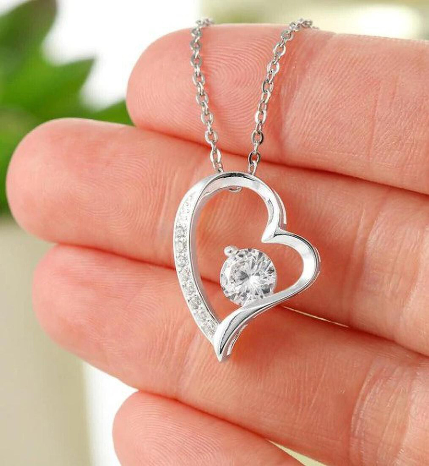 Image of FABUNORA Greeting Card, Jewelry Gift Set, Unique Birthday Gift for future wife Cubic Zirconia Sterling Silver Chain