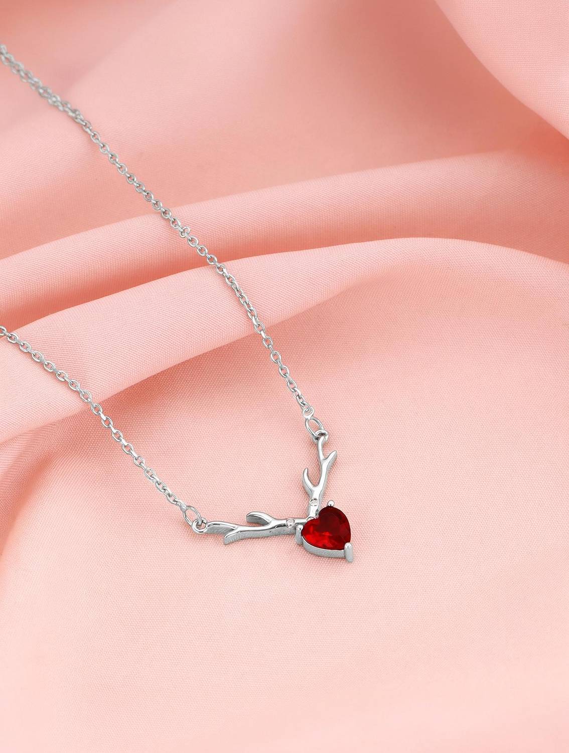 GIVA 925 Silver Deer Heart Necklace - Image 1