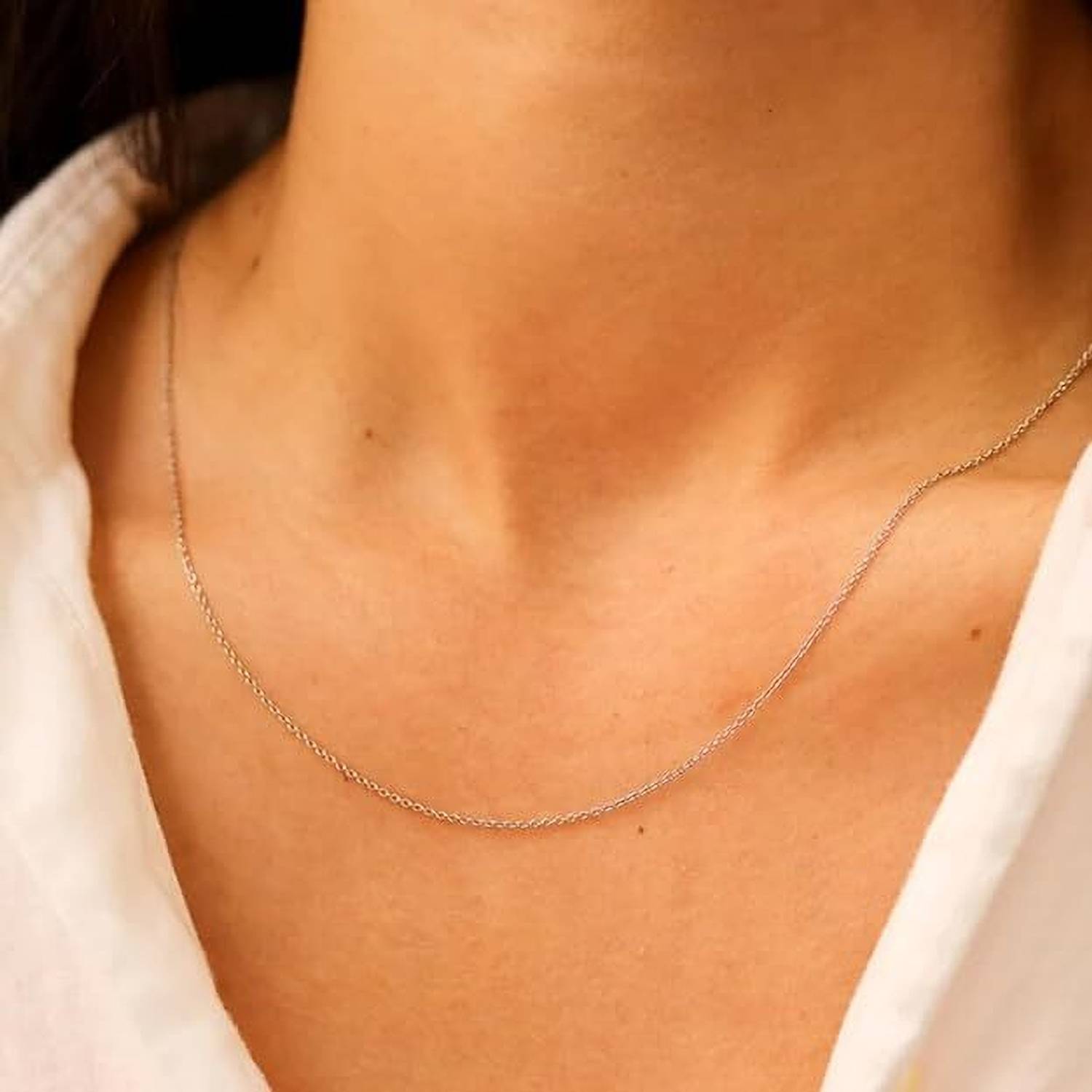 Bawree Silver Plated Stainless Steel Anti Tarnish Cable Necklace Chain Western Silver Plated Metal Necklace