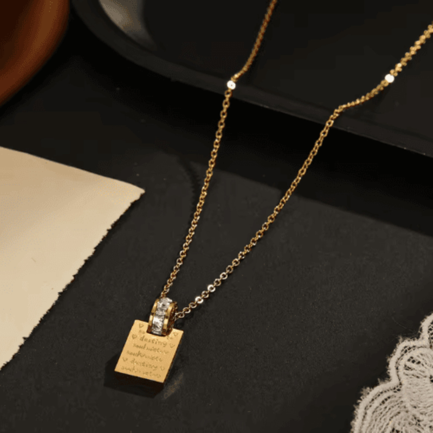 Image of Salty Promise Lock Minimal Necklace Stainless Steel Necklace