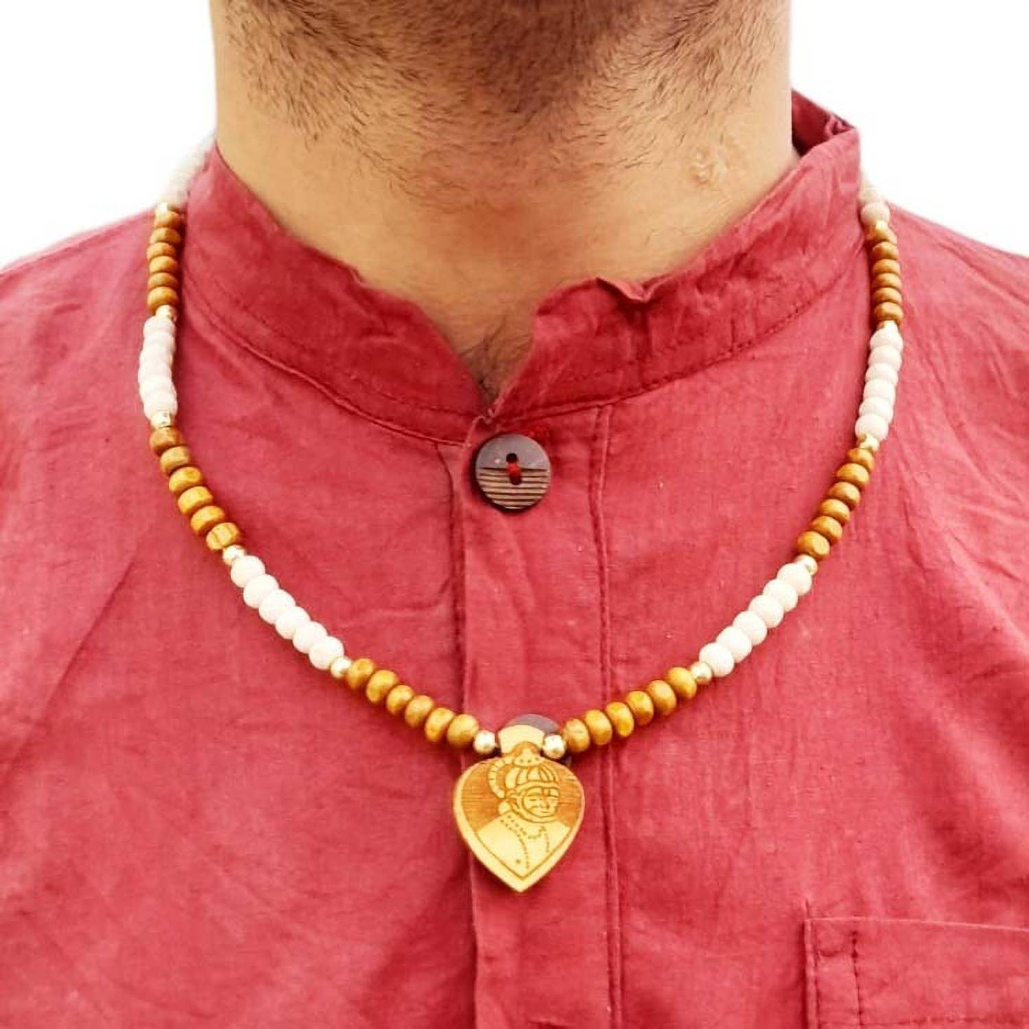 AIKAANT Sri HANUMAN Pendant Original Tulsi Mala | Small Hanuman Tulasi Mala Wood Necklace