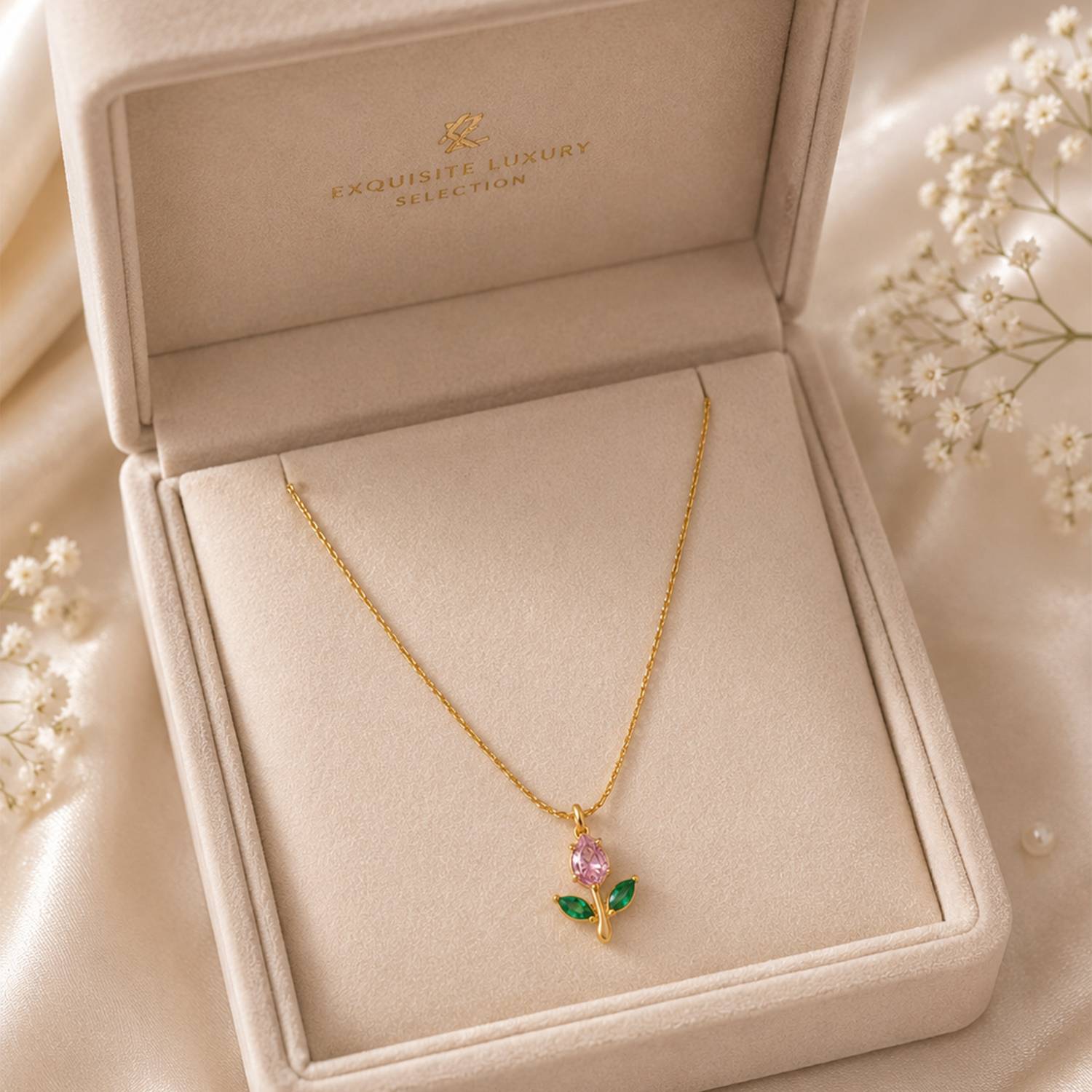 SANJHI Tulip Bloom Pendant Necklace Gold