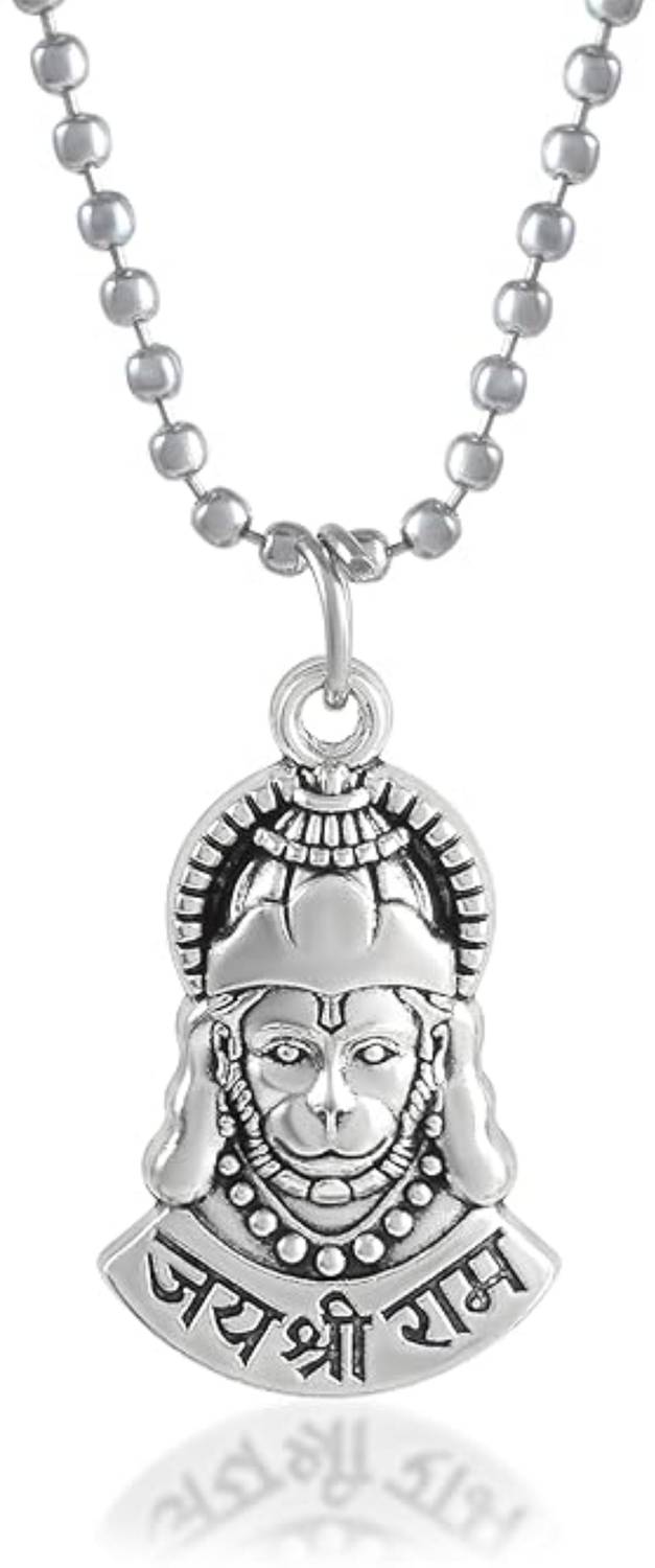 ANVIKA Spiritual Lord Hanuman Ji Sterling Silver Pendant Necklace For Men Gold-plated Plated Brass Necklace