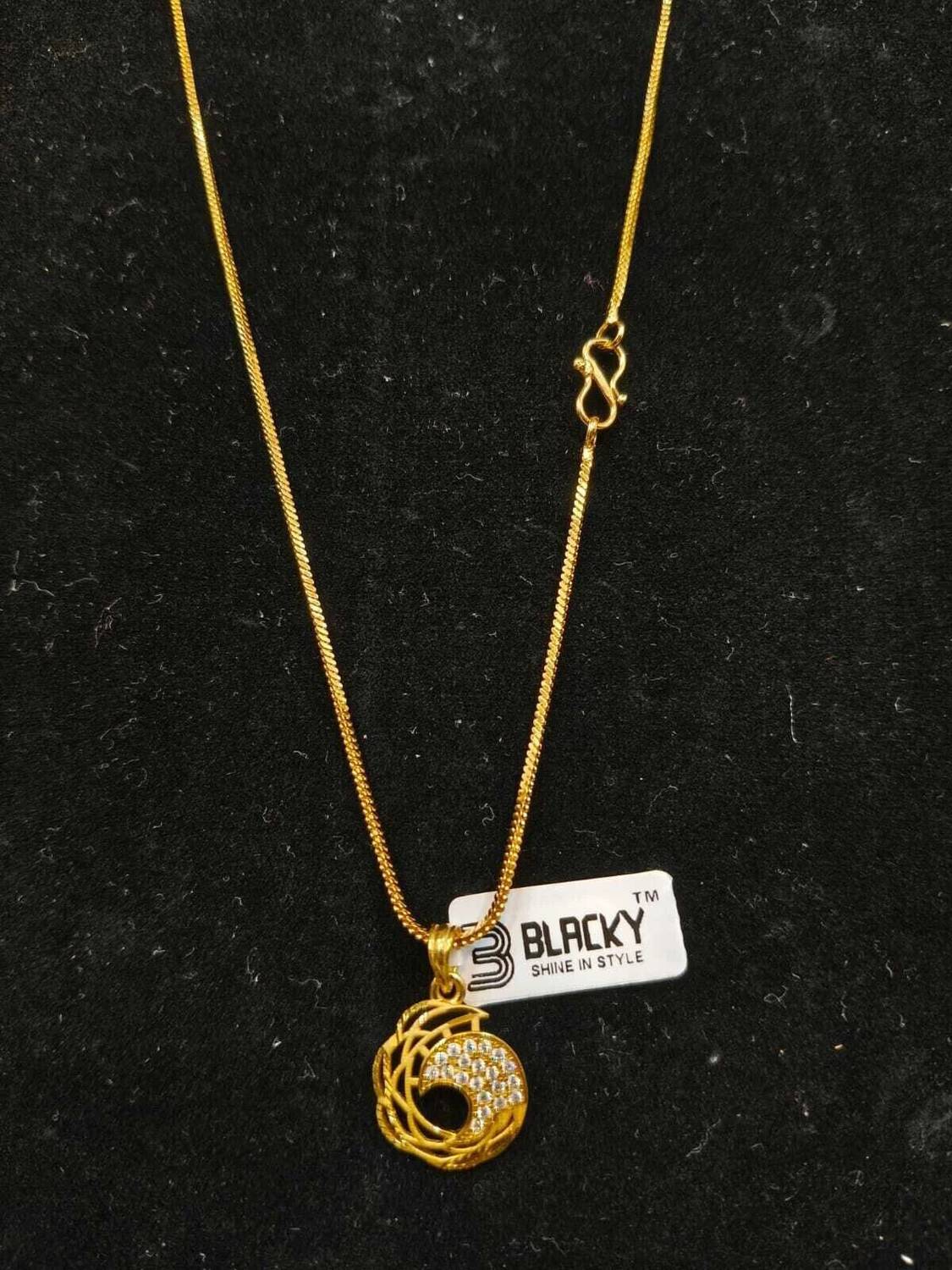 Blacky 18K Gold Coated Pendant Necklace – Stylish Ethnic Design Gold-plated Plated Brass Chain Set