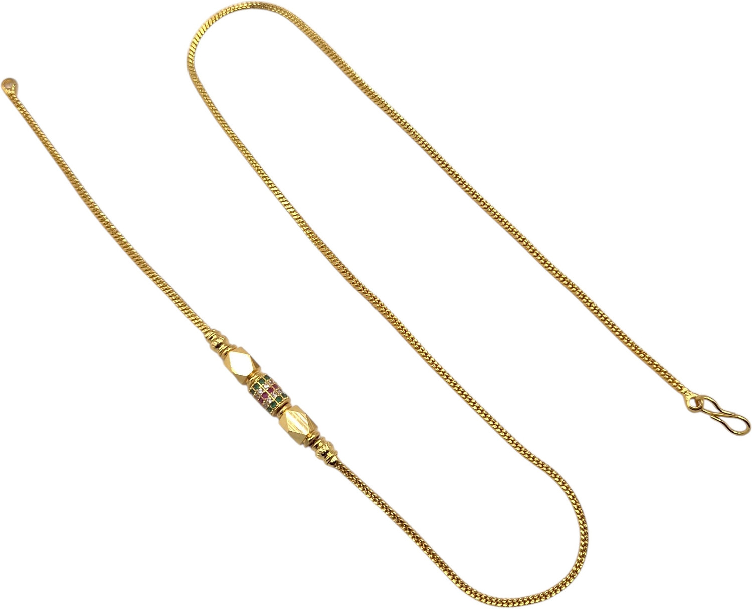 Image of Dignify Jewels American Diamond Copper Micro Plating 24 Inch Mugappu chain For Women Cubic Zirconia, Emerald, Ruby Gold-plated Plated Copper Necklace