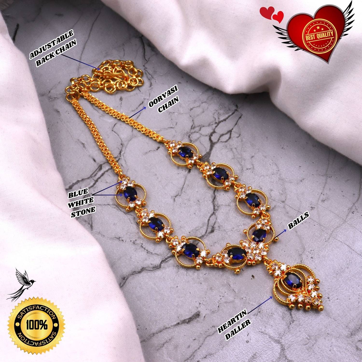 AHR FASHION one gram gold plated treditional trendy heartin necklace for women Ruby Gold-plated Plated Brass Necklace