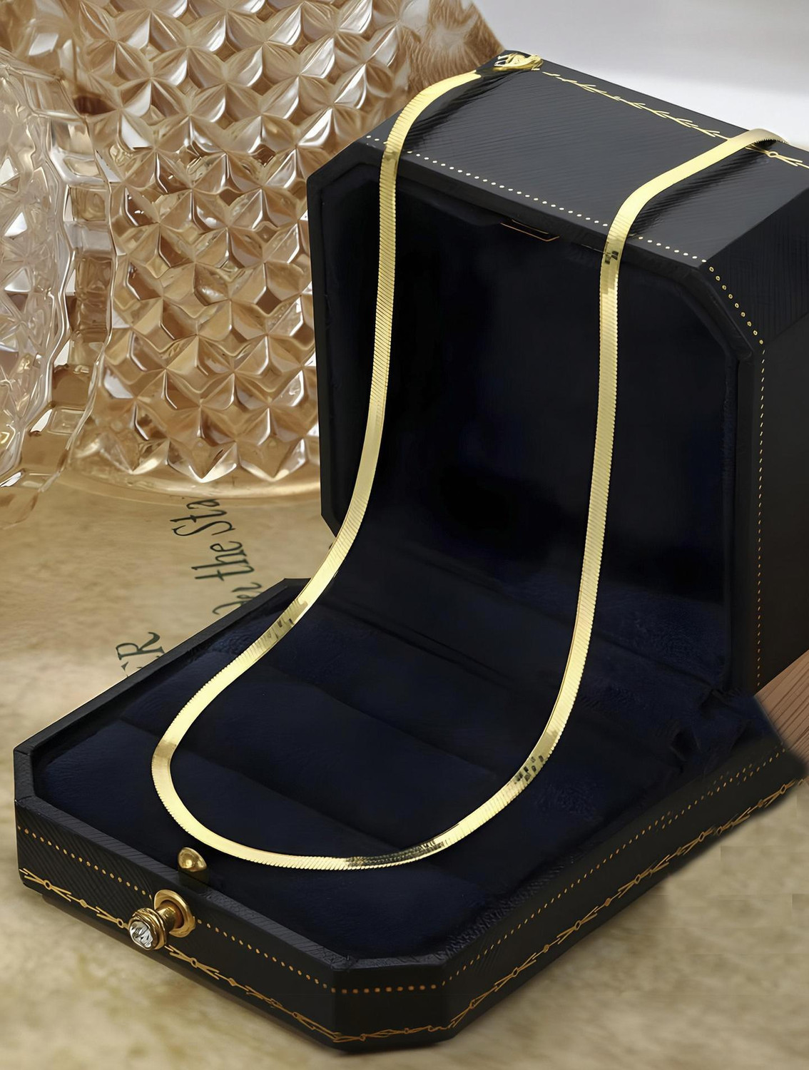 Minprice Waterproof Anti Tarnish Snake Patti Design 3mm Gold Neck Chain Stainless Steel Chain