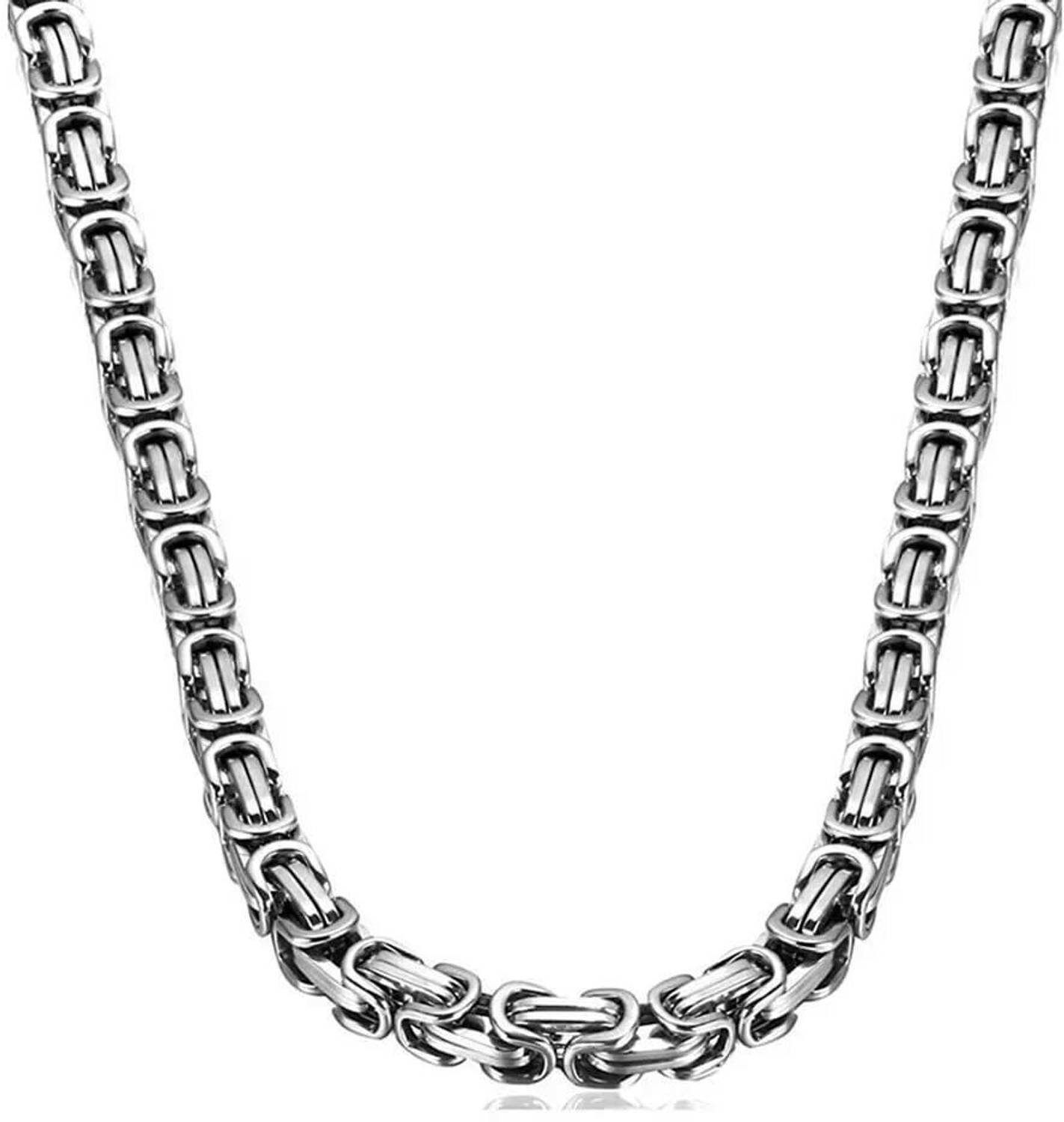 THE MEN THING 4.5mm Byzantine Chain Silver Stainless Steel 21.5