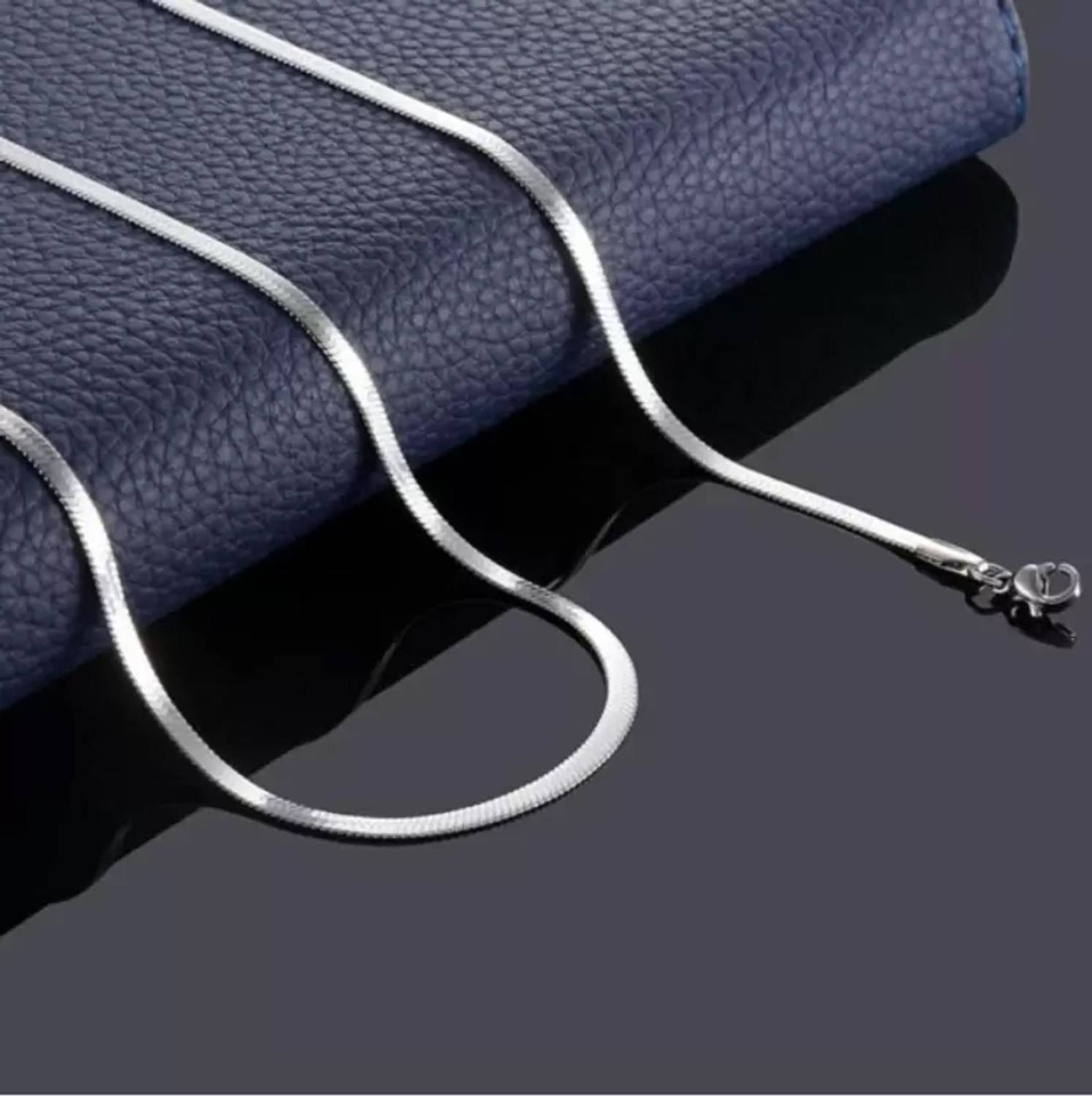 6TFLYs Anti Tarnish Plain Silk Design 3mm Stainless Steel Silver Waterproof Neck Chain Silver, Gold-plated Plated Stainless Steel Chain