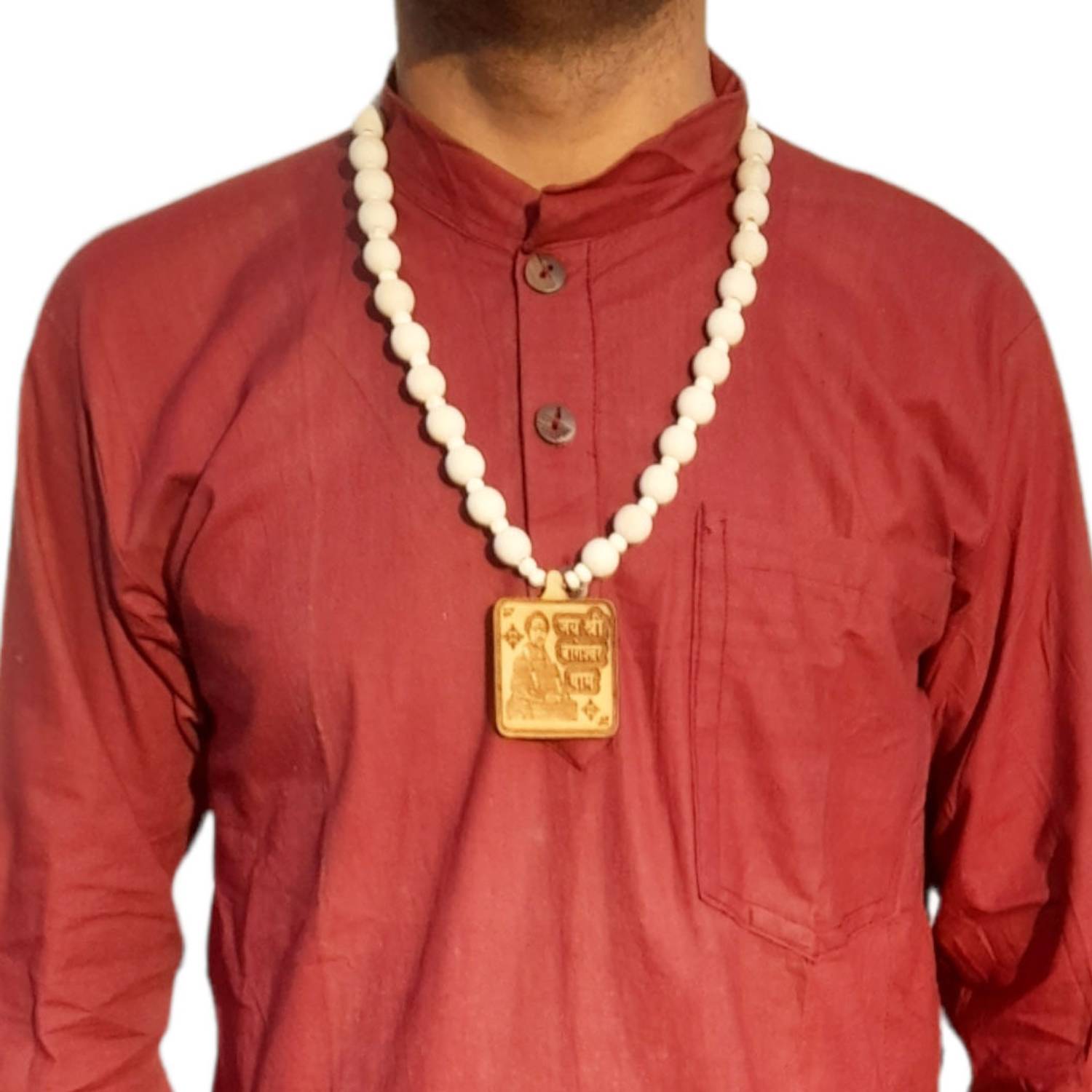 AIKAANT "SRI BAGESHWAR DHAM" Hanuman Tulsi Mala | DHIRENDRA KRISHNA SHASTRI Pendant Mala Wood Necklace