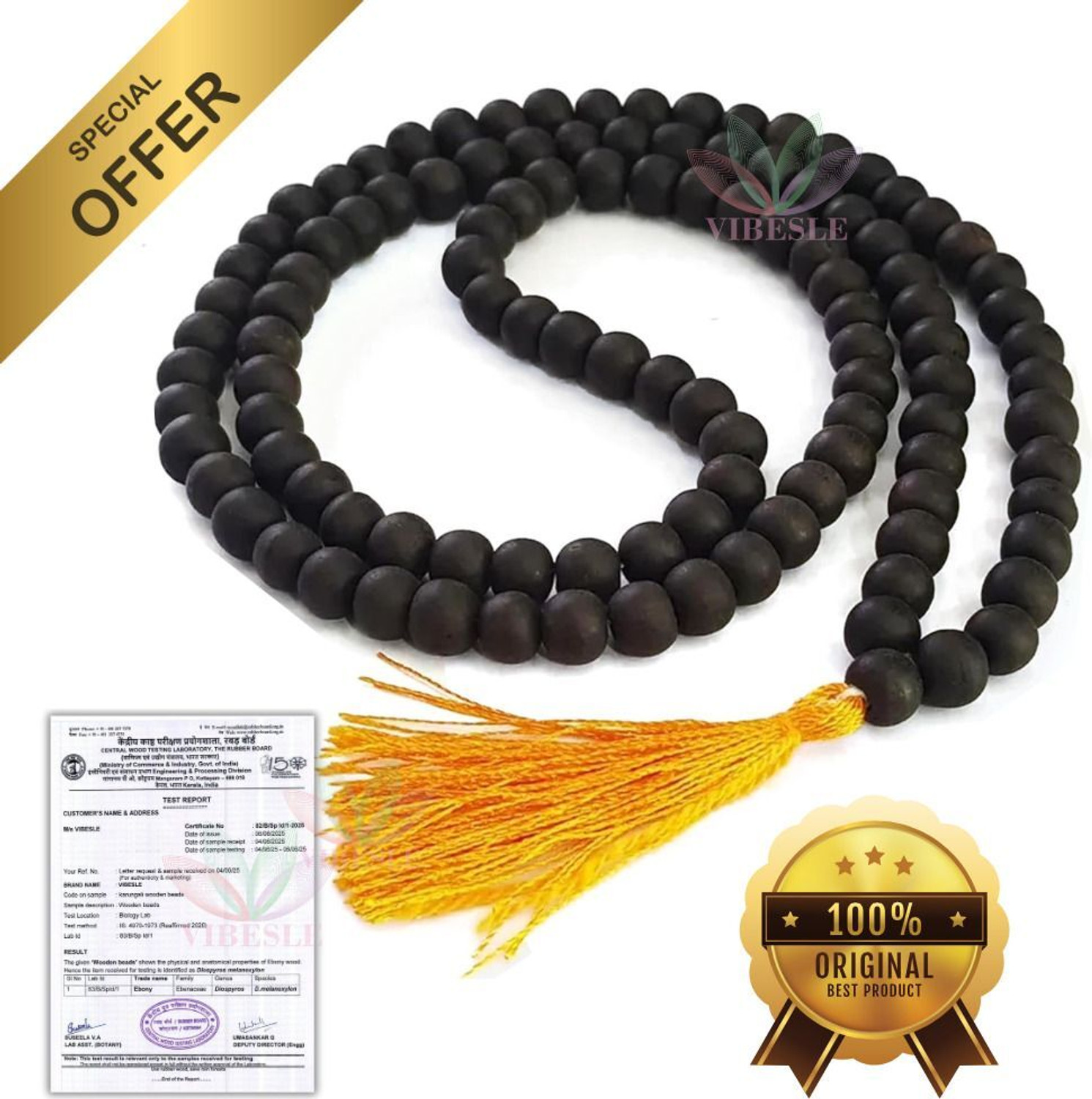 Image of BHM Collection Original Karungali Malai | Black Ebony Beads Mala Wood Chain